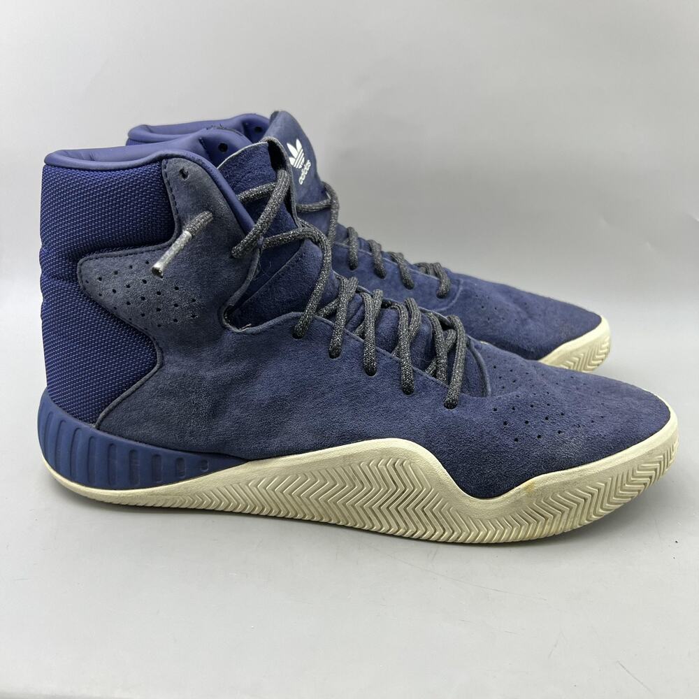 Adidas Tubular Instinct Shoes Men Size 11.5 Navy Blue Suede High Top‎ Sneakers